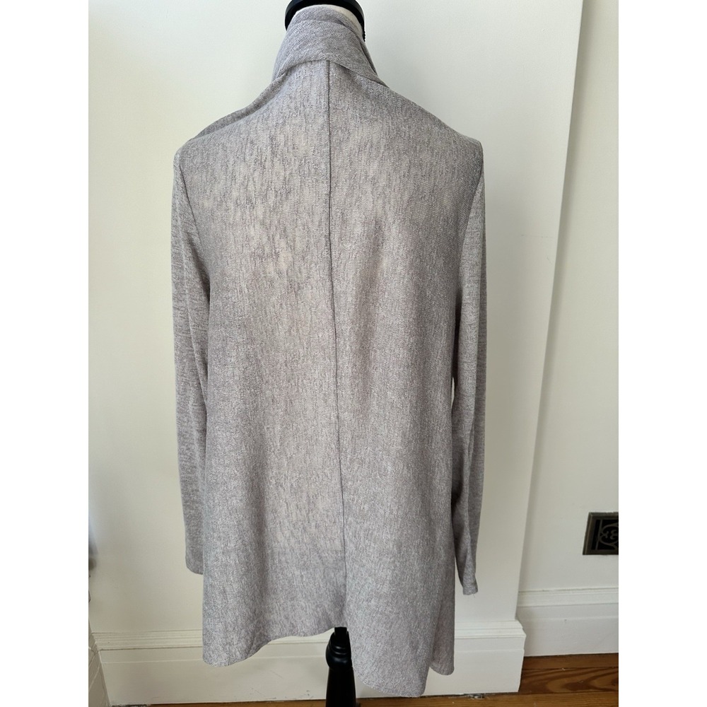 ZOA New York Womens M Gray Waterfall Draped Open Front Long Cardigan Sweater - Picture 3 of 5